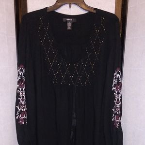 Black Embroidered Blouse (Gently used)